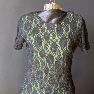 Green & Black Lace 90's Dress